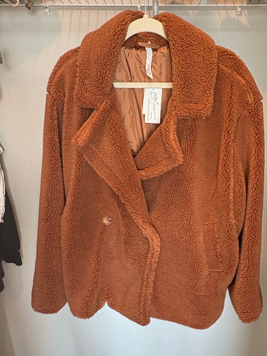 NY Collection Jackets & Blazers - NY Collection Plush Teddy Coat in Rust Brown